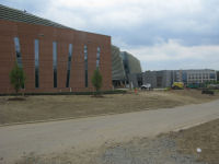 Front of the building, view toward the auditorium.