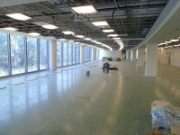 Second floor on the north side of the building in the main EMC area, looking eastward toward the parking garage. 
