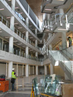 Atrium with completed floating stairway.