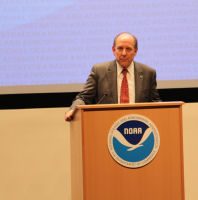 NCEP Director Uccellini provides closing remarks for the ceremony.