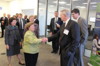 Senator Mikulski meeting Dave Benner at beginning of the tour for the event speakers.