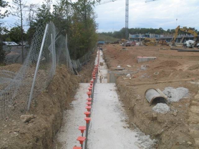 Foundation for south retaining wall
