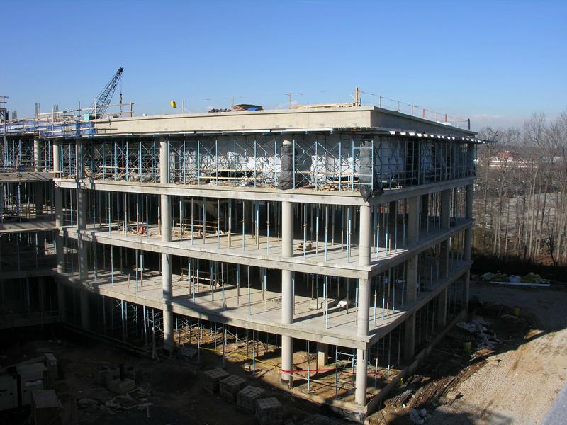 North wing:  the roof has been poured.  The top floor will house the operations area of HPC/OPC, with CPC on the third floor, EMC on the second floor, and the deli area on the ground floor. 