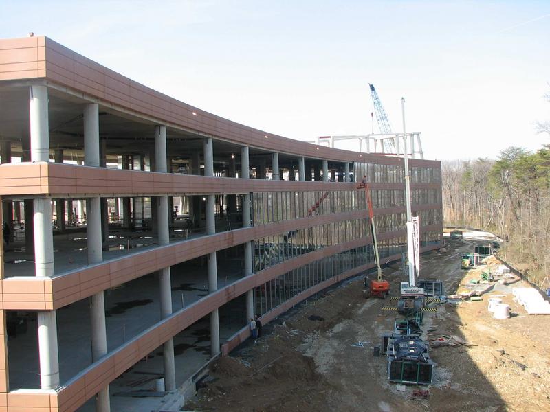 North (back) wall of NCWCP showing progress of window installation