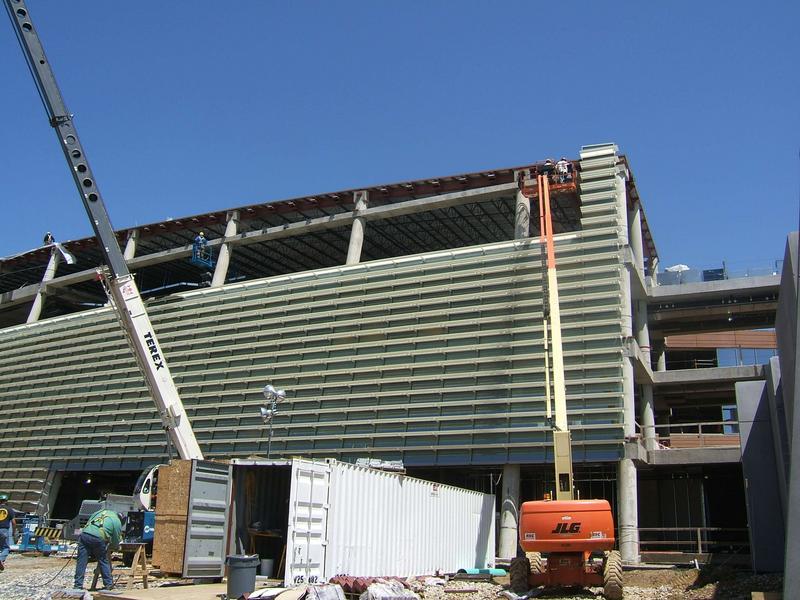Front (south) side of NCWCP showing progress on window installation