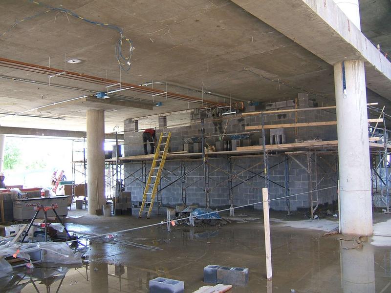 Wall construction between conference center and lobby