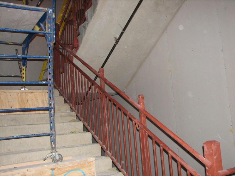 Railings installed in stairwells