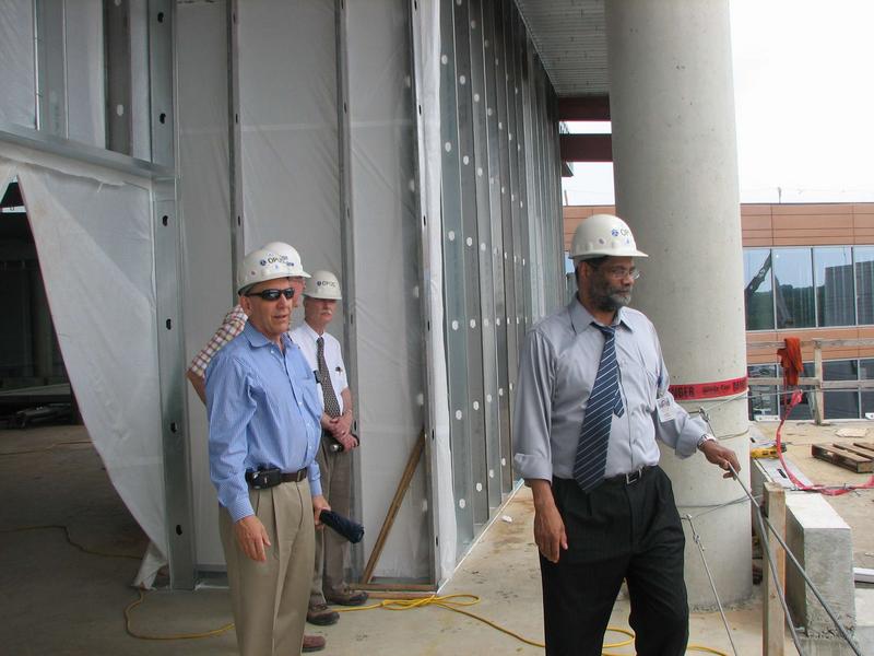 Louis Uccellini, Wayman Baker and David Caldwell inspecting the construction progress