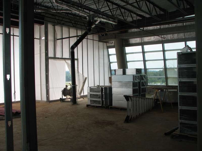 Location of NCEP Director's office.  Temporary wall has been constructed to left so that building can become water tight 