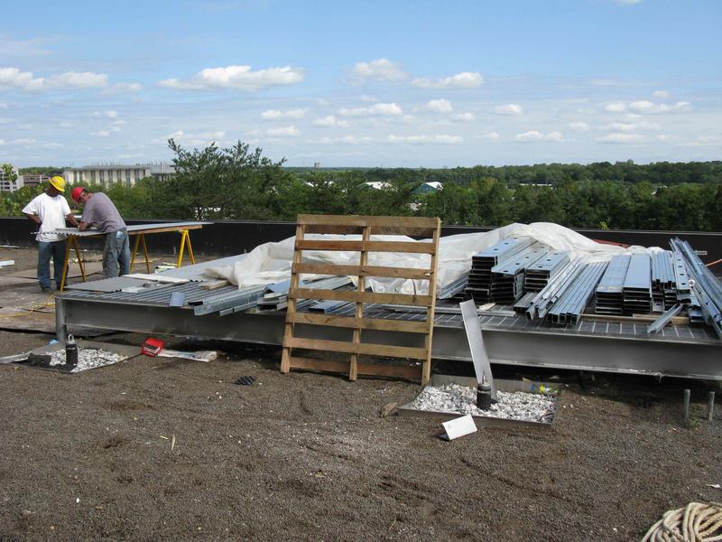 Equipment platform on north wing roof