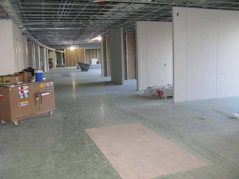 Second floor EMC area: walls under construction