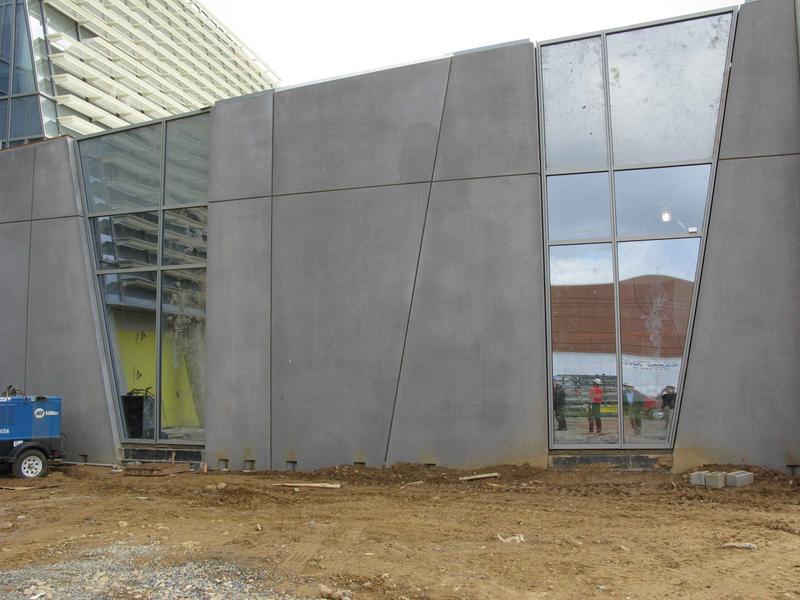 Auditorium windows are now in place (find the photographer)