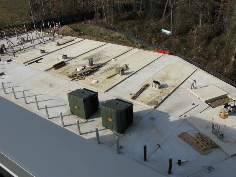 Concrete pads for three mission-critical generators, one emergency generator and a fuel tank.