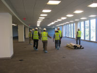 Second floor carpeted office space (note paper booties worn to protect carpet). This is where EMC will be located