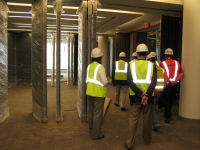 Conference rooms in conference center showing installation of movable walls.