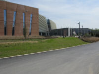 View of entrance including the data center on the left.