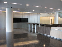 NCWCP lobby showing badge readers and guard desk